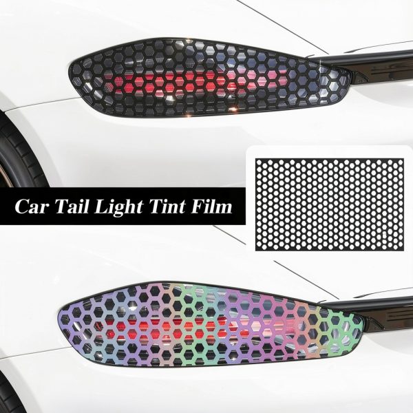 Lecctso Honeycomb Taillight Sticker Set Carbon Black 18.8x11.8in-2