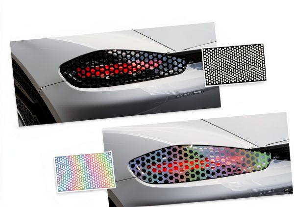 Lecctso Honeycomb Taillight Sticker Set Carbon Black 18.8x11.8in-5