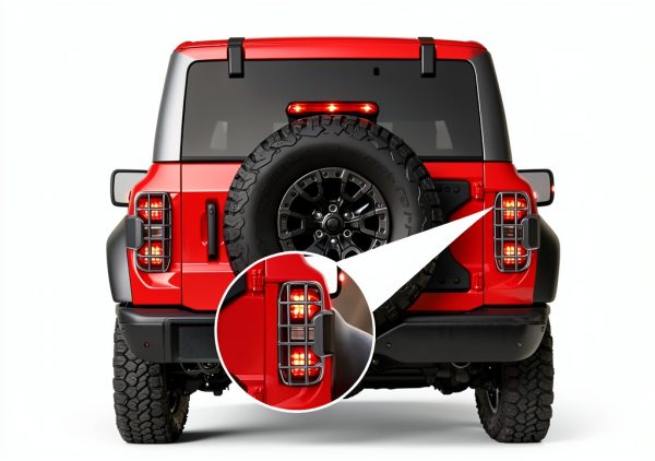 Bronco Raptor Tail Light Guard Trim Cover Bezel by PDKLIN Black 2pcs-2