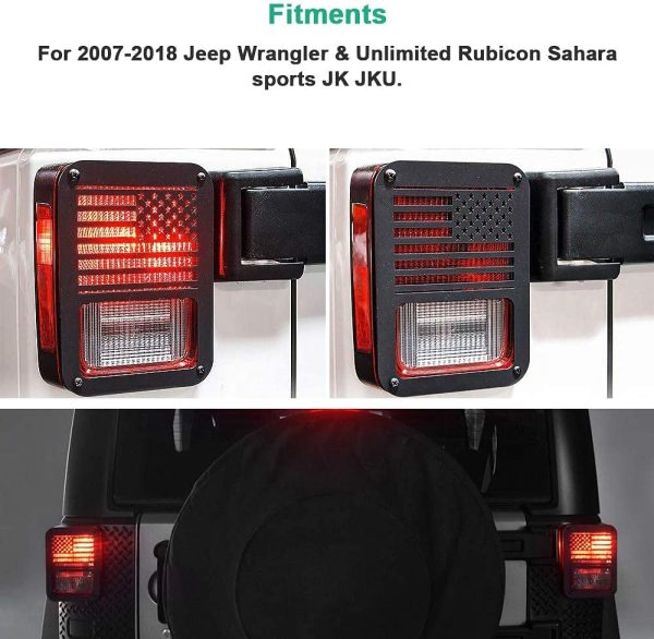 A ABIGAIL Tail Light Cover for Jeep Wrangler JK/JKU 2007-2018 Black US-3